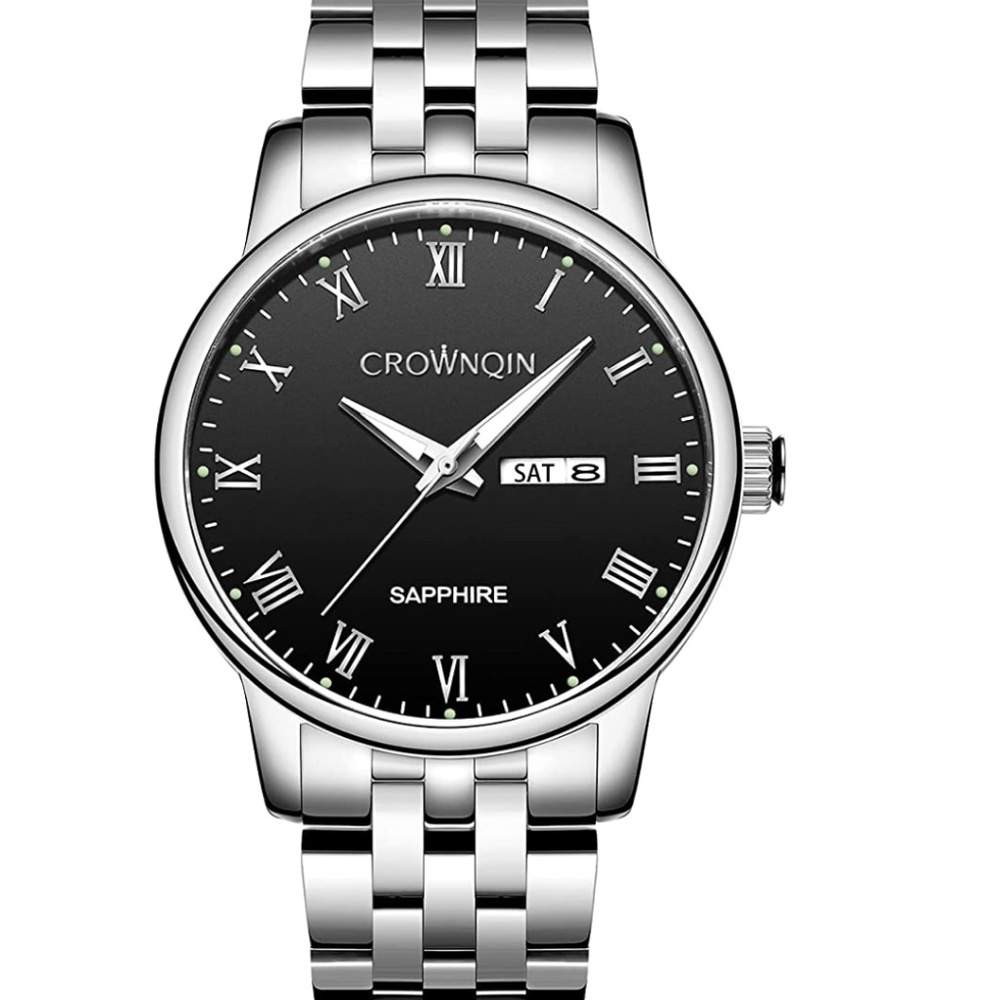 Stainless Steel Mens Silver Watch, Fashion Business Thin Watches for Men